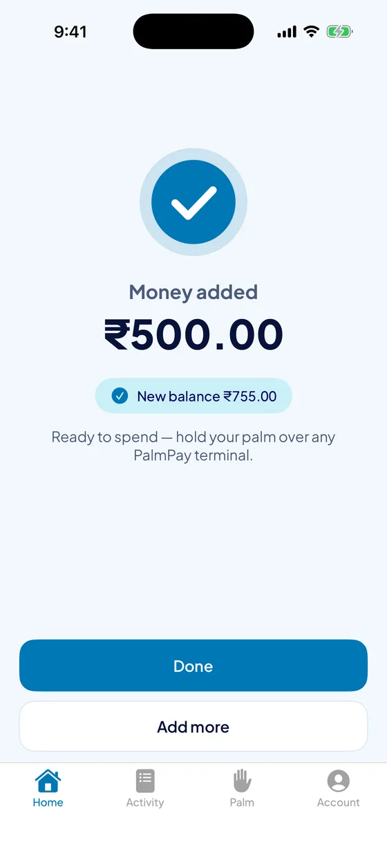 Money added
